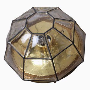 Wandlampe aus Gold & Eisen Flushmound von Limburger Glashütte, 1970er