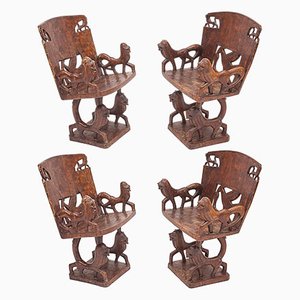 Carved Armchairs, 1950s, Set of 4