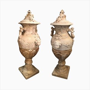 Antique Italian Stone Garden Vases, Florence, Late 18th Century, Set of 2