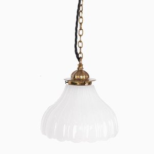 Moonstone Glass Pendant Light, 1920s