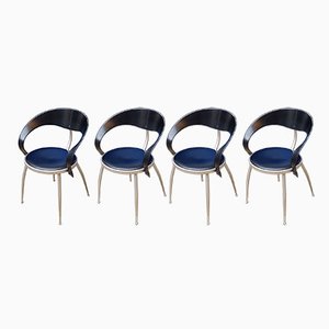Chairs in Leather and Metal from Calligaris, Italy, 1980s, Set of 4