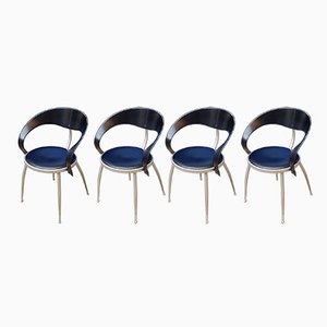 Chaises en Cuir et Métal de Calligaris, Italie, 1980s, Set de 4