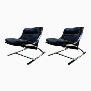Space Age Zeta Leather Armchairs by Paul Tuttle for Strässle, 1970s, Set of 2