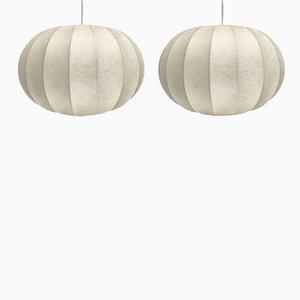 Mid-Century German Cocoon Pendant Lamps by Friedel Wauer for Goldkant Leuchten, 1960s, Set of 2
