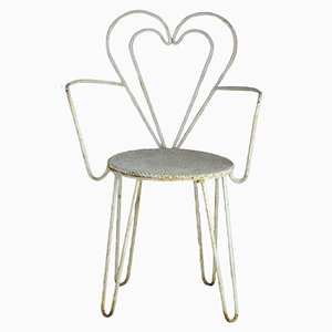 Mathieu Matégot zugeschriebener französischer Heart Chair aus Metall, 1950er