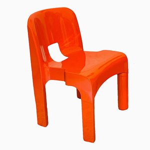 Chaise Universale en Plastique Moulé Modèle 4867 Orange par Joe Colombo pour Kartell, 1960s