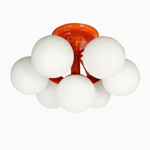 Mid-Century Orbital Ceiling or Wall Lamp in Orange attributed to Kaiser, Germany, 1970s