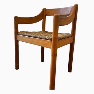Carimate Carver Chair with Rush Seat by Vico Magistretti, 1960s