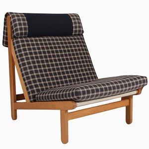 Lounge Chair in Oak and Cotil Fabric attributed to Bernt Petersen, 1970
