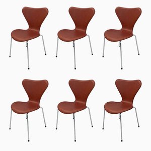 Series 7 Butterfly Chairs by Arne Jacobsen for Fritz Hansen, 1990s, Set of 6