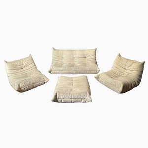 Divano, sedie e poggiapiedi Togo di Michel Ducaroy per Ligne Roset, 1970, set di 4