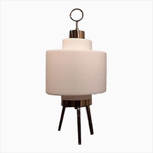 Tripod Brass & Opal Glass Table Lamp