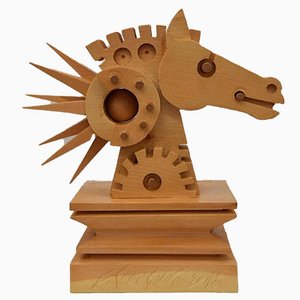 Ferdinando Codognotto, Horse, Wooden Sculpture, 2010