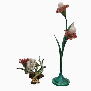 Lamps with Murano Glass Flowers from Bacci Florence, Set of 2