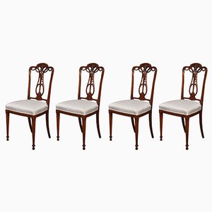 Walnut Side Chairs, 1890s, Set of 4