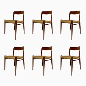 Chaises de Salle à Manger Vintage en Teck et Cordelette par Niels O. Møller pour Jl Møller, Danemark, 1950s, Set de 6