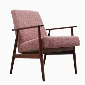 Mid-Century Armchair in Dusty Pink Bouclé by Henryk Lis, 1960s