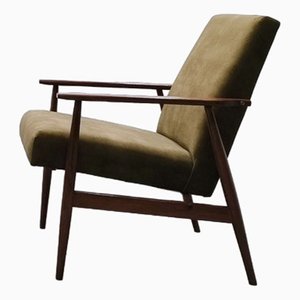 Mid-Century Sessel aus waldgrünem Samt von Henryk Lis, 1960er