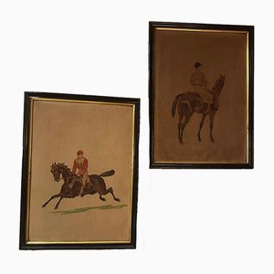 Equestrian Scenes, Engravings, 1890s, Set of 2
