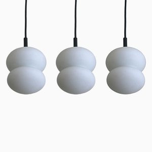 Mid-Century Milk Glass Pendant Lights, Set of 3