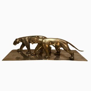 Art Deco Panther Sculpture in Brass