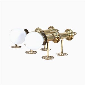 Oversized Parisian Brass & Opaline Wall Sconces, Set of 2