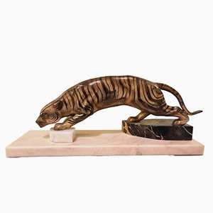 Art Deco Figur Springender Tiger, 1920er