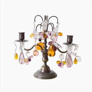 French Candelabrum in Colored Crystal