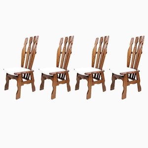 Mid-Century Brutalist Oak Dining Room Chairs, 1960s, Set of 4