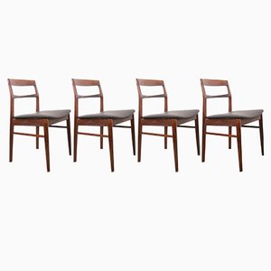 Danish Chairs in Rosewood and New Skai by Henning Kjaernulf for Vejle Stole, 1960s, Set of 4