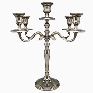 Handmade 5-Candle Candelabra in Stainless Steel, Italy, 1950s