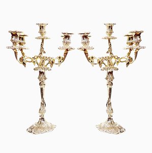 Rococo Silver-Plated Candelabras from Sheffield, Set of 2