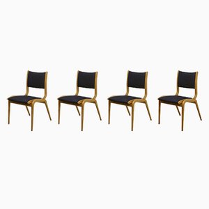 Skandinavische Stühle aus gebogenem Holz, 1960er, 4 . Set