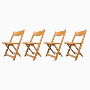 Vintage Wooden Foldable Chairs, Set of 4