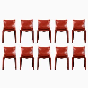 CAB 412 Chairs in Steel and Leather by Mario Bellini for Cassina, 1990s, Set of 10
