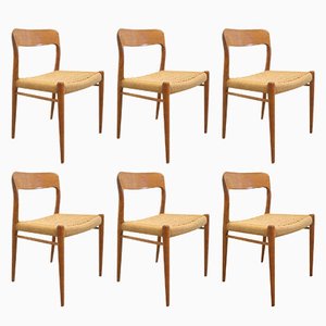 Model 75 Chairs by Niels Otto Møller for J.L. Møllers, 1920s, Set of 6