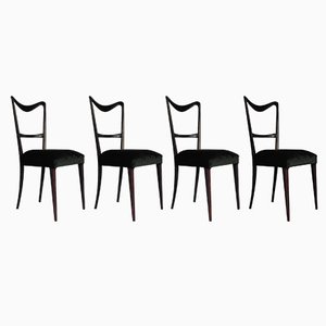 Chaises en Velours Vert, Set de 4