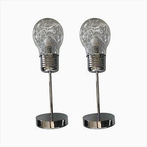 Ceiling Lamps in Chrome and Glass, Set of 2