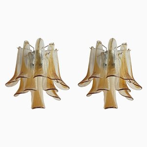 Amber Murano Wall Lamps from Mazzega, Set of 2