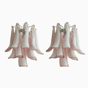 Lampade da parete rosa in vetro di Murano, set di 2