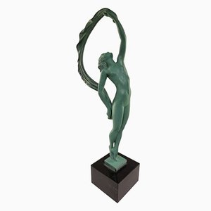 Statuetta Zephyr Art Déco di Guerbe per Max Le Verrier, Francia, anni '30