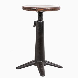 Cast Iron 4-Legged Factory Stool from Singer, 1930s