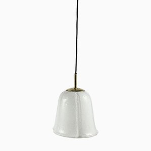 Blown Glass and Brass Pendant Lamp, Italy, 1970s