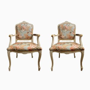 Chaises Florales Ivoire et Rose par Simoeng, Set de 2