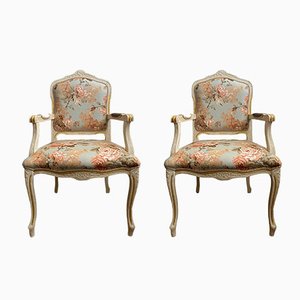 Ivory and Pink Floral Chairs by Simoeng, Set of 2
