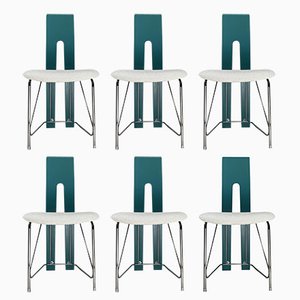 Postmodern Dining Chairs in Bouclé, 1980s, Set of 6
