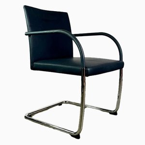 Sedia cantilever in metallo cromato e pelle di Walter Knoll / Wilhelm Knoll