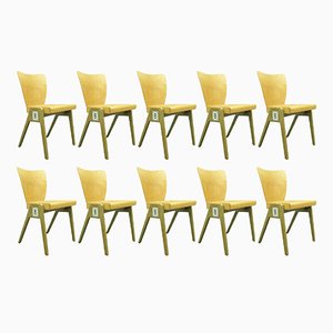 Mid-Century Plywood Dining & Stacking Chairs from Kaderer München, 1950s, Set of 10