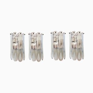 Italian Wall Sconces in White Murano Glass from Mazzega, 1970s, Set of 4
