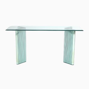 Glass Console or Sideboard with Mirroring Glass by Luigi Massoni for Gallotti & Radice